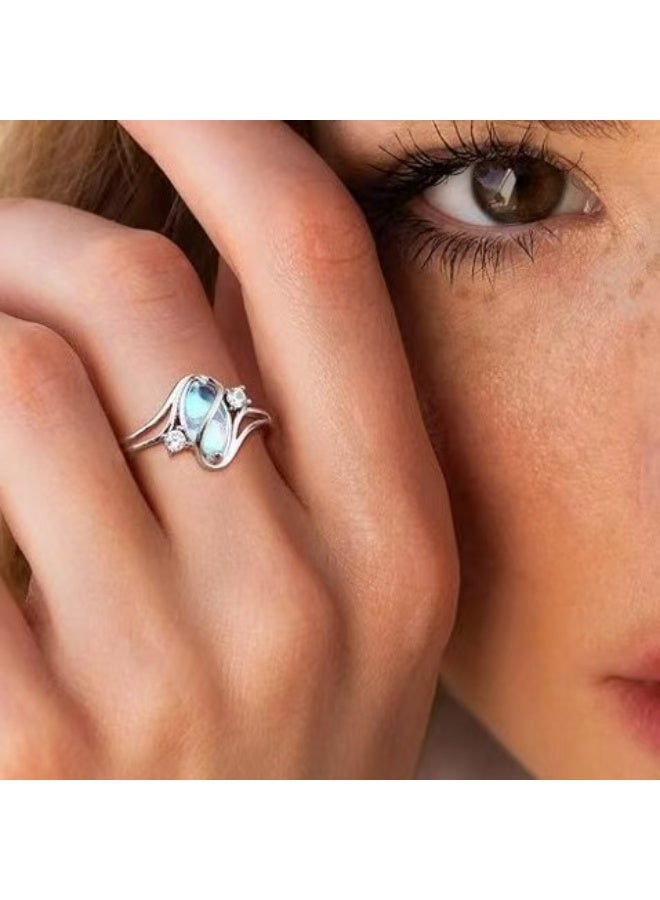 Akali 925 Sterling Silver Marquise Color-Changing Stone Ring | Round Moissanite Accent Twist Shank Statement Ring for Women - Image 4