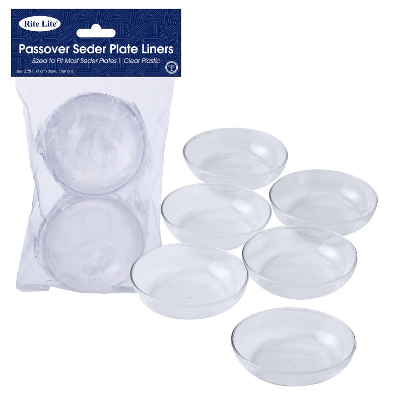 Rite Lite Passover Acrylic Seder Plate Liners Dishes Set of 6 with Hebrew & English Pesach Decor Haggadah Traditional Jewish Holiday Party Plate Matzah Hostess Home Kitchen Table Decor Judaica - Image 1