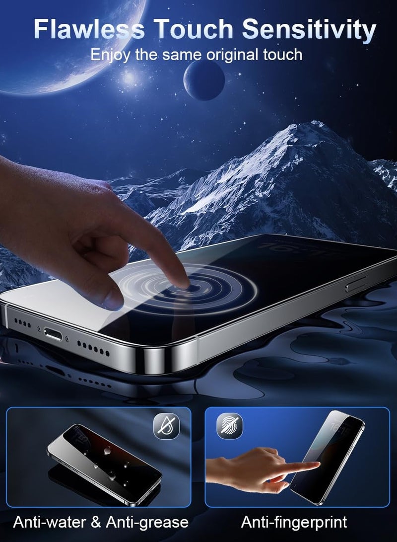 BORTONY iPhone 15 Pro Privacy Screen Protector [2-Pack] Glass Anti Spy Scratch Resistant 9H Hardness Bubble Free Full Coverage Case Friendly for Apple iPhone 15 Pro 6.1 Inch - Image 4