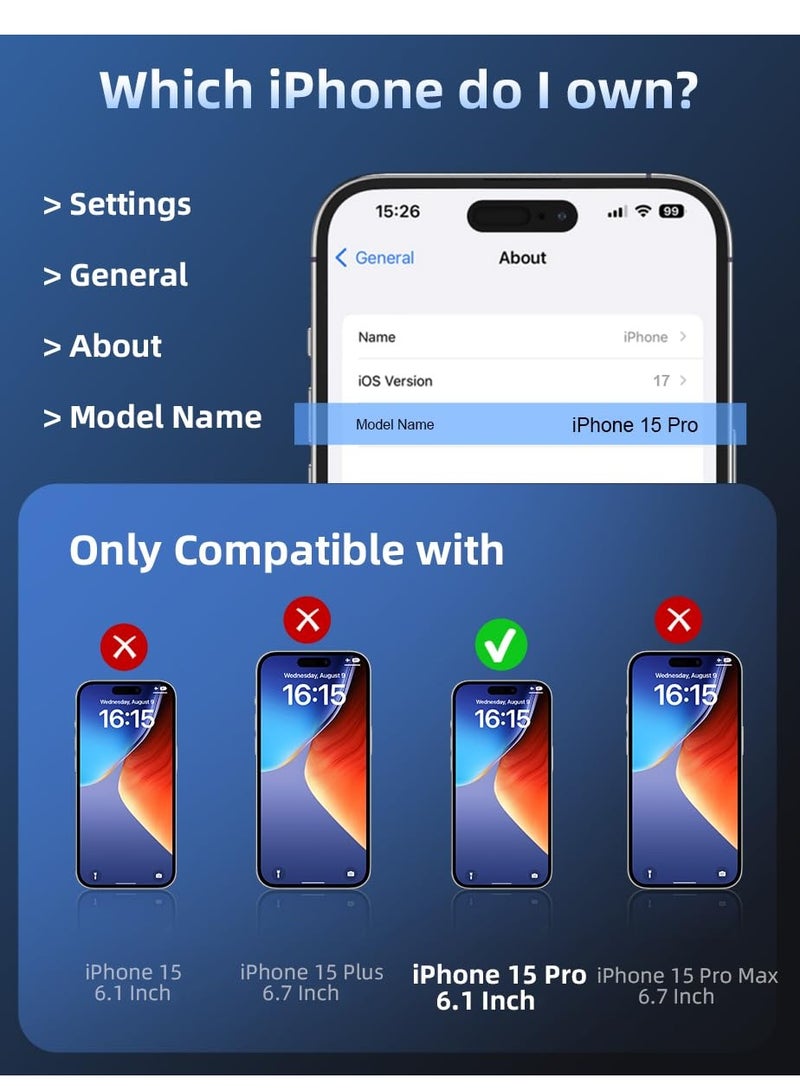 BORTONY iPhone 15 Pro Privacy Screen Protector [2-Pack] Glass Anti Spy Scratch Resistant 9H Hardness Bubble Free Full Coverage Case Friendly for Apple iPhone 15 Pro 6.1 Inch - Image 2