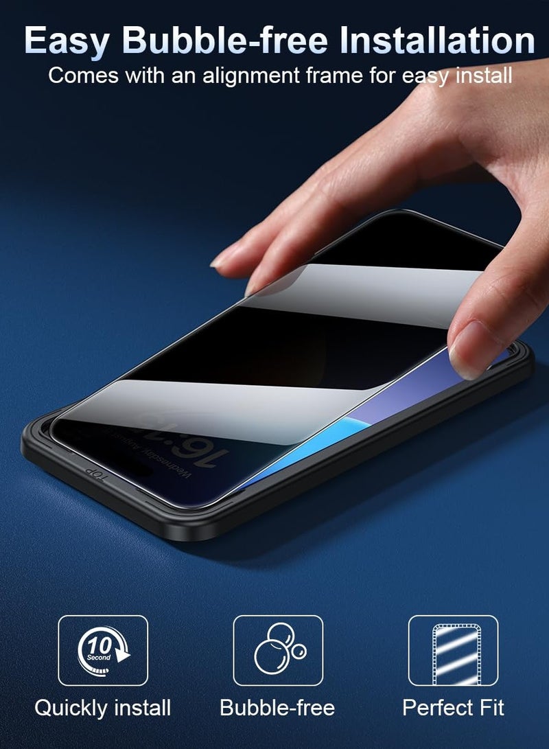 BORTONY iPhone 15 Pro Privacy Screen Protector [2-Pack] Glass Anti Spy Scratch Resistant 9H Hardness Bubble Free Full Coverage Case Friendly for Apple iPhone 15 Pro 6.1 Inch - Image 5