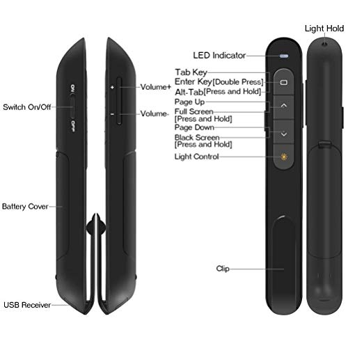 VIBOTON Laser Pointer Wireless Presenter for Presentation Slide Changer Power Point USB Laser Light Remote Control Powerpoint PPT Clicker Pen - Image 2