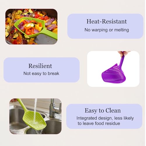 SEIWEI Large Strainer Spoon, Long Handle Tool Colander Draining Scoop, Heat-Resistant Pasta Strainer Cooking Kitchen for Spaghetti, Noodles, Veggies, Non-Slip Grip & Hanging Loop, 13.5'', Black - Image 5