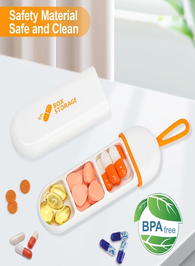Toplive Travel Pill Organizer, Portable Pill Container Mini Daily Pill Organizer, Small Pill Case Travel Medicine Organizer Pocket Vitamin Supplement Fish Oil Box, White Orange - Image 3