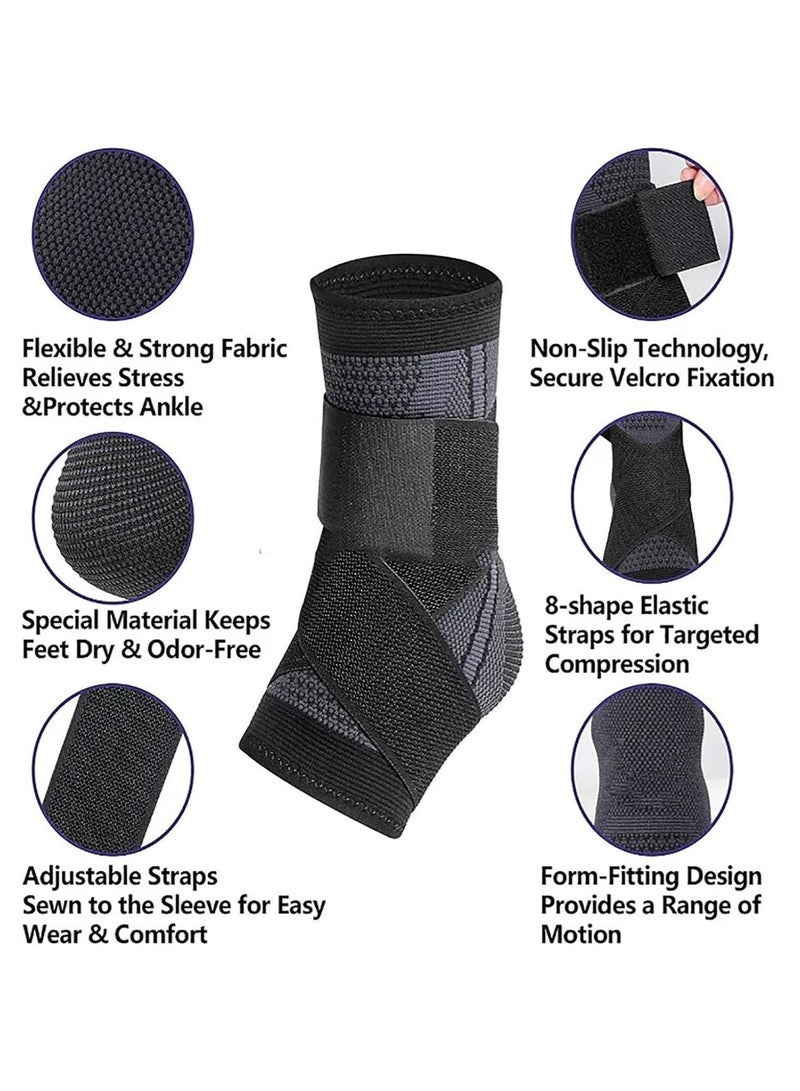 2 Piece Ankle Protector Adjustable Compression Ankle Support Brace For Running Sports Football and Basketball - Image 2