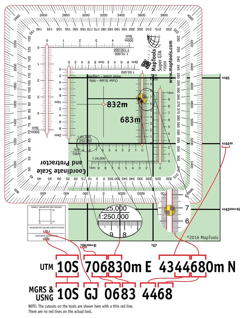 MapTools Improved Military Style MGRS/UTM Coordinate Grid Reader, and Protractor - Image 4