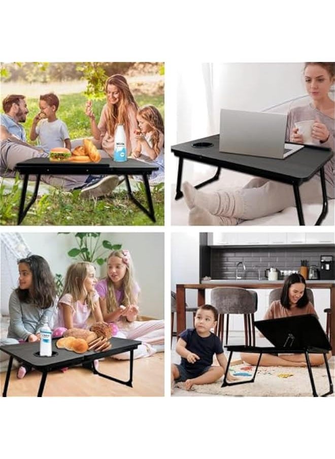 HOOKOR Laptop Bed Tray Table, Laptop Desk for Bed,Foldable Lap Desk Stand Notebook Desk with Cup Holder Adjustable Portable Laptop Table Bed Tray for Bed Notebook Lap Tablet  - Image 4