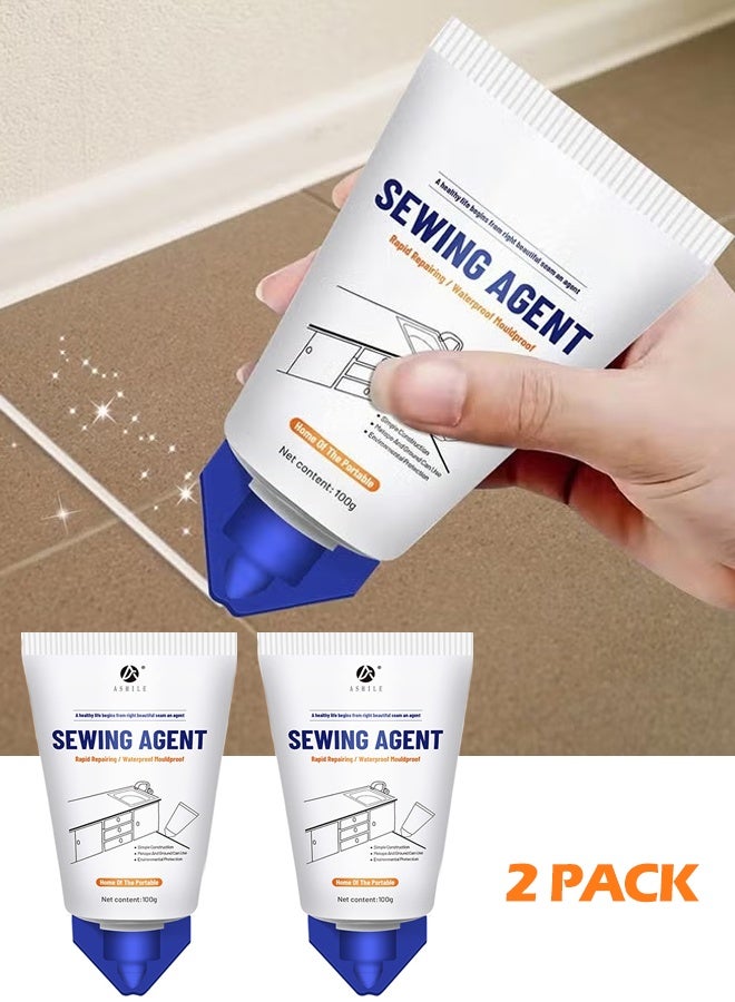 ASHILE 2 Pack Tile Grout Sealer Paint, Waterproof Cement Crack Filler, Mould Resistant Gap Repair Renewer for Bathroom Shower Kitchen Floor Wall Tile - Image 1