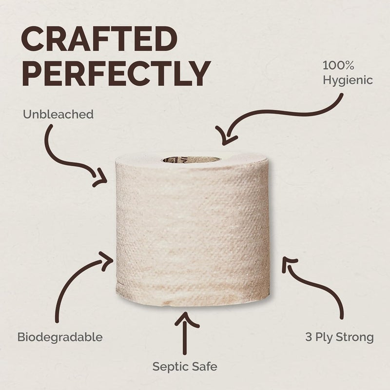 Origami Good Karma 3 Ply Eco-Friendly Unbleached Toilet Tissue Paper Roll - Pack of 4 (260 Pulls Per Roll, 1040 Sheets) - Image 3