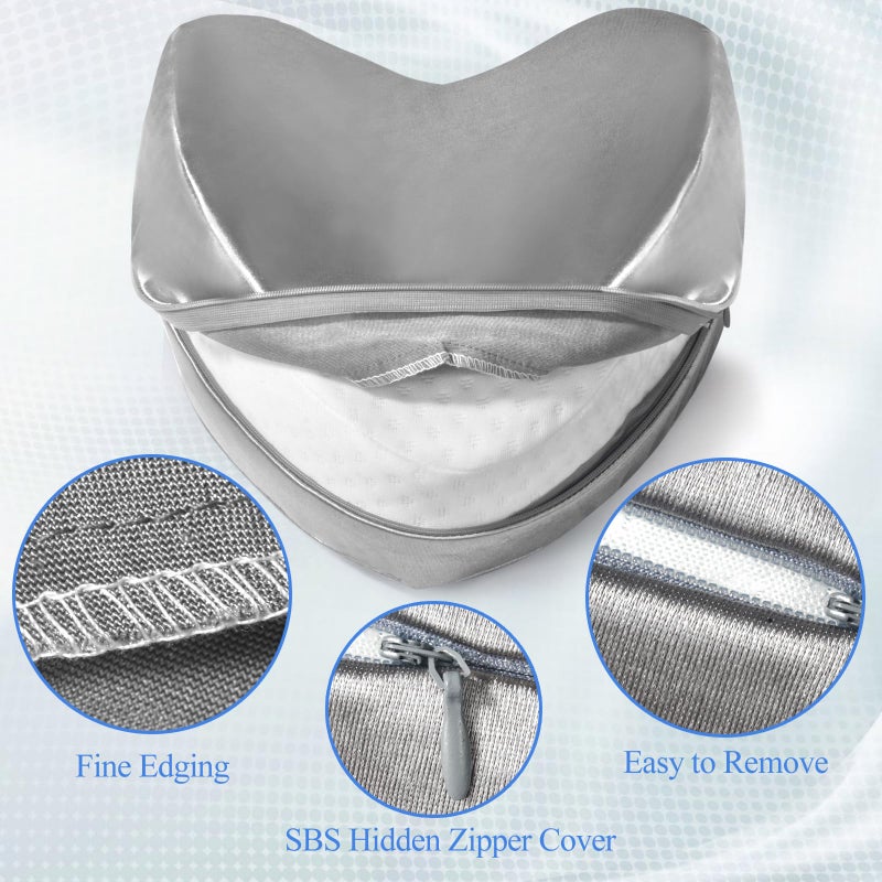 Zelimun Knee Pillow Cover 9.8" x9.8" x5.9", Leg Pillowcase Replacement, Contour Pillowcase for Heart Shaped Knee Pillow (Grey) - Image 3