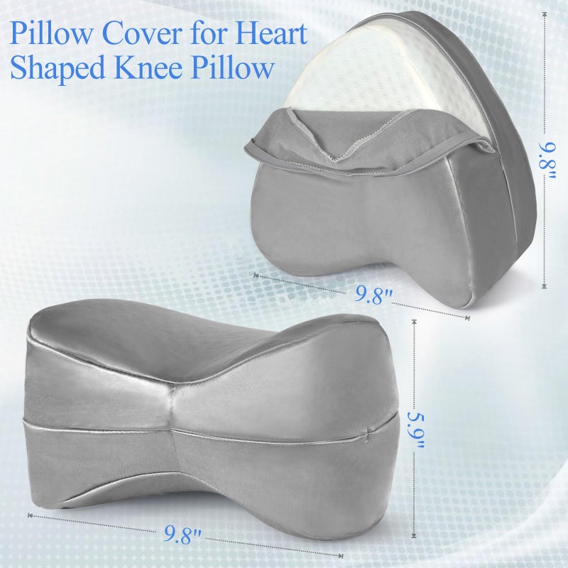 Zelimun Knee Pillow Cover 9.8" x9.8" x5.9", Leg Pillowcase Replacement, Contour Pillowcase for Heart Shaped Knee Pillow (Grey) - Image 2