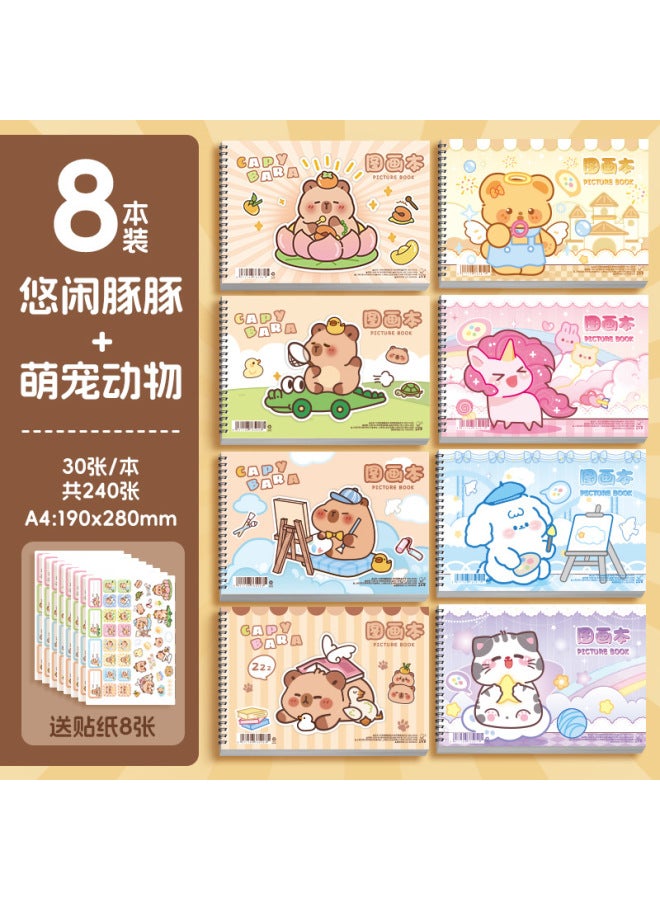 Kaba Bear Children's Picture Book Kindergarten A4 Coil Drawing Book Primary School Students Art Painting Book Thickeneded Opaque Coloring Drawing Book - Image 1