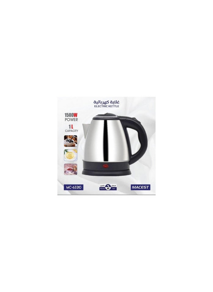 MACEST Electric Kettle 1500 Watt MC-63210 Black/Silver  - Image 1