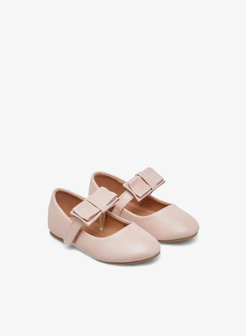 Flora Bella By Shoexpress Girls Bow Accent Ballerina Shoes with Hook and Loop Closure