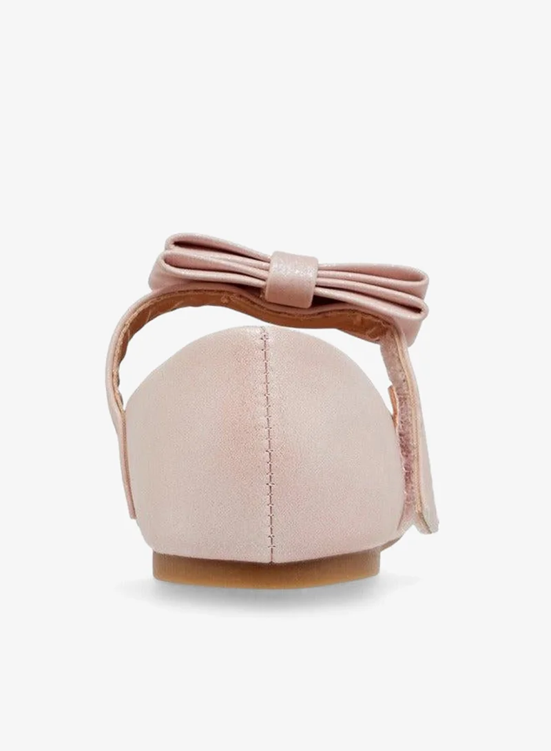 Flora Bella By Shoexpress Girls Bow Accent Ballerina Shoes with Hook and Loop Closure