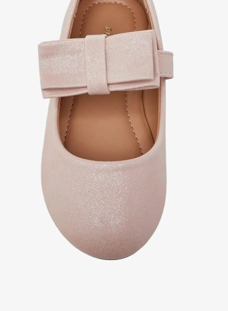 Flora Bella By Shoexpress Girls Bow Accent Ballerina Shoes with Hook and Loop Closure