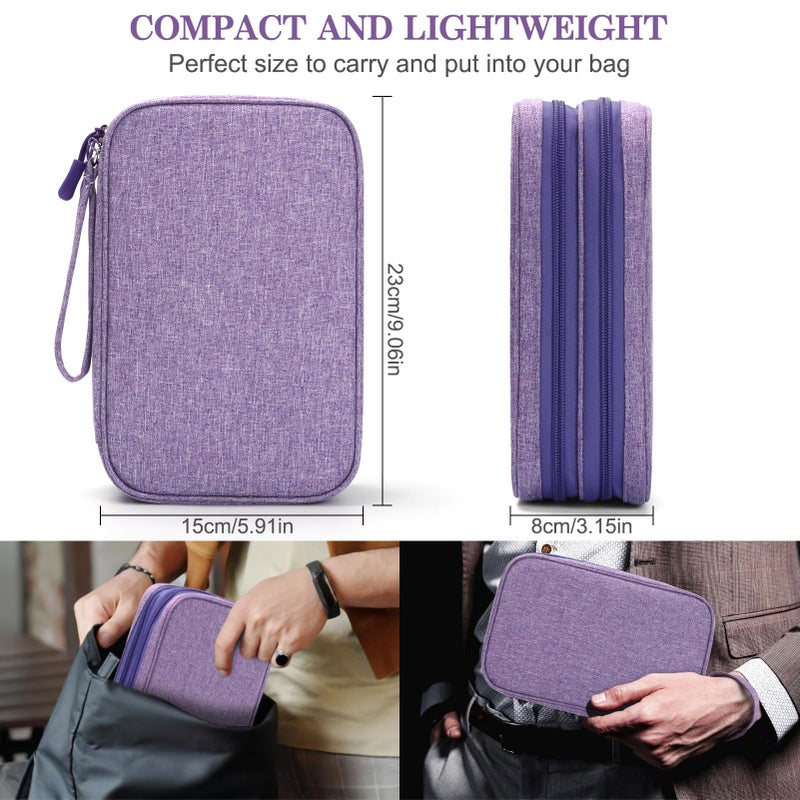 FYY Electronic Organizer, Large Travel Cable Organizer Bag Pouch Electronic Accessories Carry Case Portable Waterproof Double Layers All-in-One Storage Bag for Cable, Cord, Charger, Dark Purple - Image 2