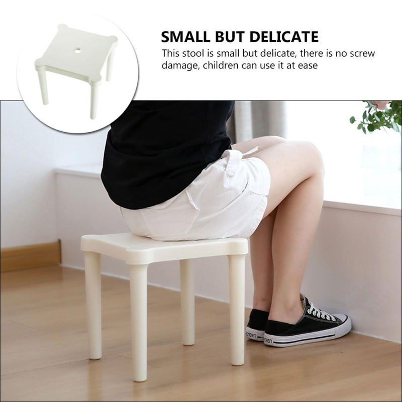 Thick White Plastic Detachable Anti Skid Low Stool Portable Small Chair For Adults - Image 4