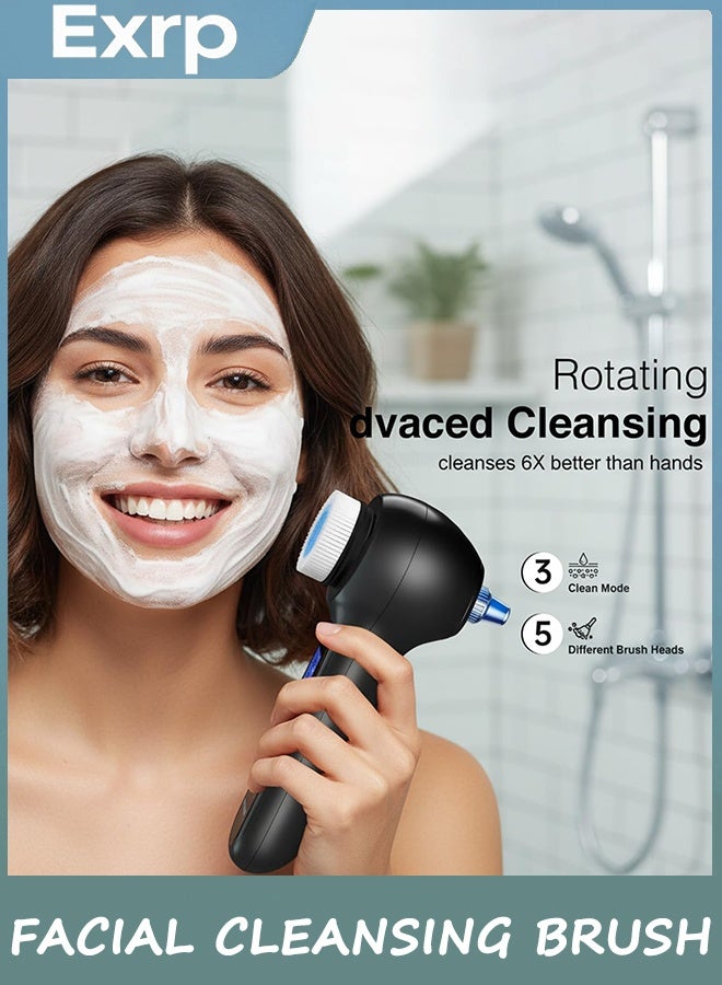Exrp Face Scrubber Exfoliator with LCD Screen,Rechargeable Facial Cleansing Brush IPX7 Waterproof 3 in 1 Blackhead Remover Vacuum for Exfoliating,Massaging and Deep Pore Cleansing - Image 4
