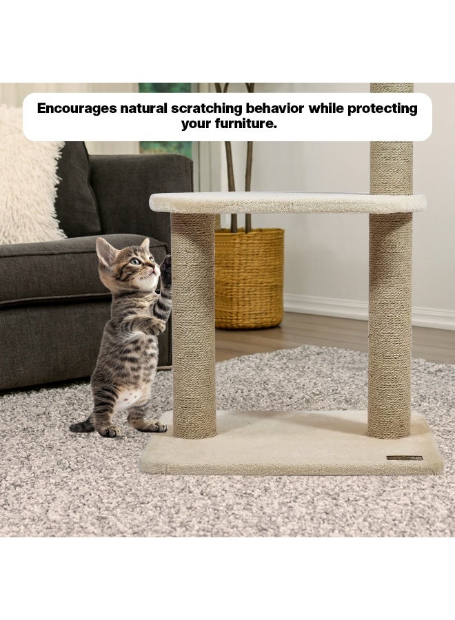 NNC PETS Cat tree tower with Handwoven Seagrass Basket perch and Sturdy base, 2-Tier Modern cat activity center, Natural sisal scratching post for Indoor cats & Kittens, 85 cm (Beige) - Image 4