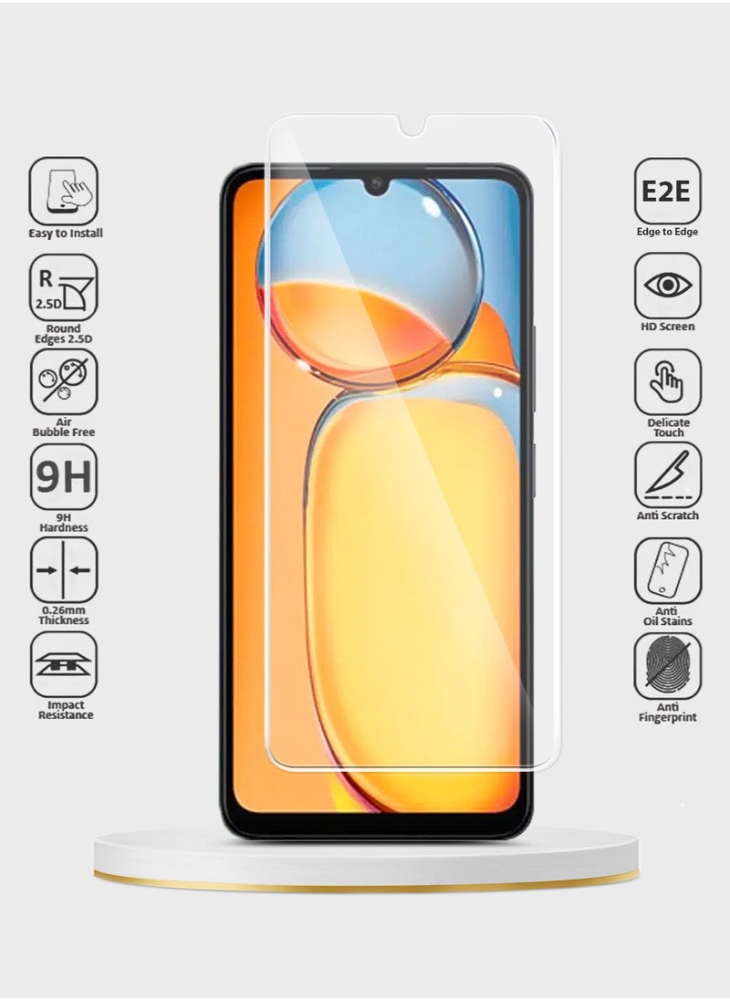 دبليو تيك شاومي ريدمي 13C 4G / 5G 2023 / Xiaomi Poco C65 4G 2023 Premium Series Curved Edged Edges 9H 2.5D واقي شاشة من الزجاج المقسى (MSG9CN) - شفاف  - Image 2