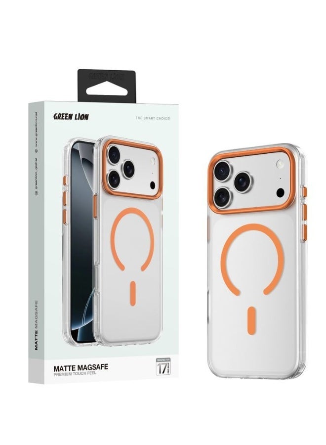 GREEN LION iPhone 17 Pro MagSafe Case Prestige with High Grade Shockproof & PC-TPU Hybrid Build / Metal Buttons / Camera Protection / Comfortable Grip / Anti-Scratch Back Cover / Drop Protection / Anti Fingerprint - Orange - Image 4