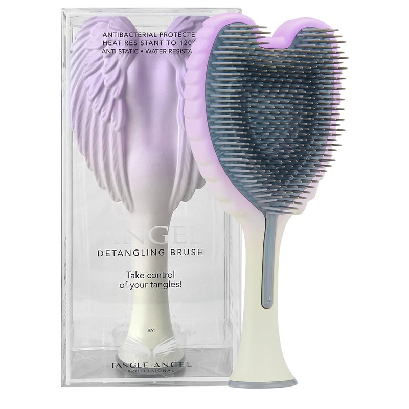 Tangle Angel Detangling Hair Brush - Anti Static Angel Wing Hair Brush with Soft & Flexible Bristle for Straight & Wavy Hair - Tangle Angel Hair Detangler Brushes for Blow Drying & Shower - Two Tone Lilac Ivory - Image 1