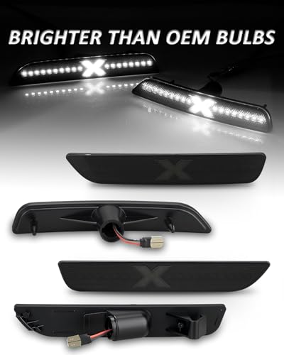 Bestview X-Style Side Marker Light Assembly Compatible with Ford Mustang 2010-2014, White Front & Rear Fender Bumper Lamps Pack of 4 [PATENT PENDING] - Image 4