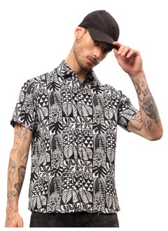 Beyoung Half Sleeve Leafy Mirage Hawaiian Shirt for Men Multicolour  - Image 1
