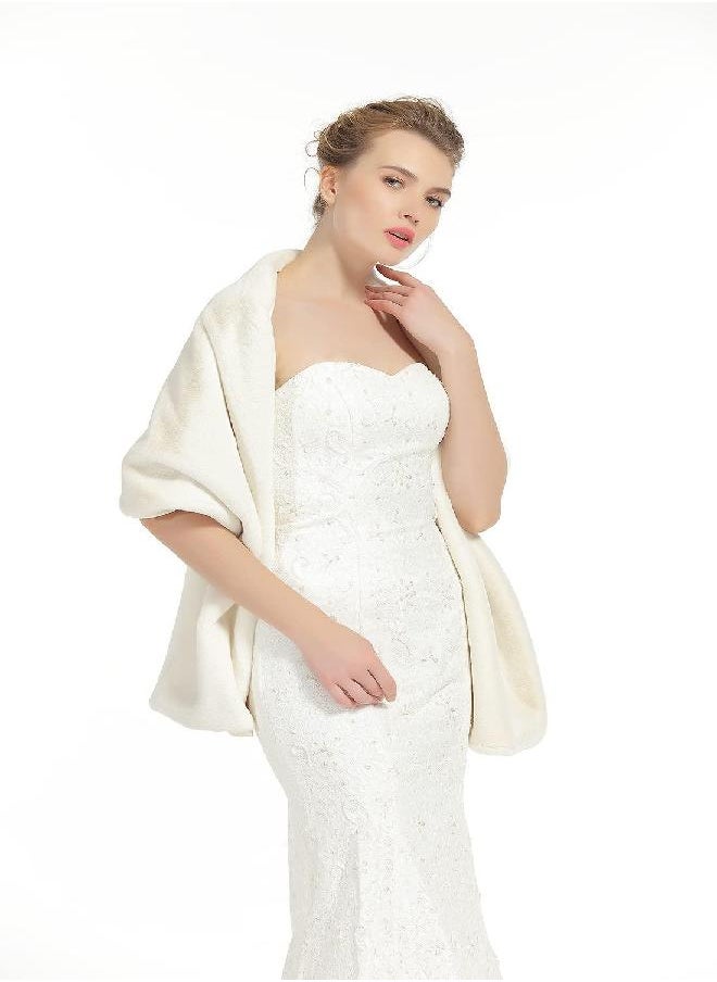 BEAUTELICATE BEAUTELICATE Women’s Shawl Wrap Faux Fur Shrug Stole Scarf Winter Bridal Wedding Cover Up 