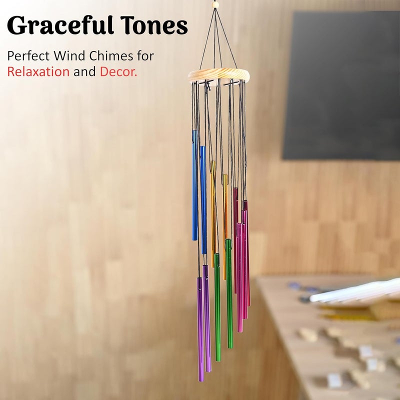 ZAICUS Multicolor Wind Chime, Windchime for Balcony, Garden, Patio - Home Decor Items (12 Tubes) Chimes for Home Positive Energy Metal Wind Chimes - Home Decor Items Stylish - Housewarming Gifts - Image 4