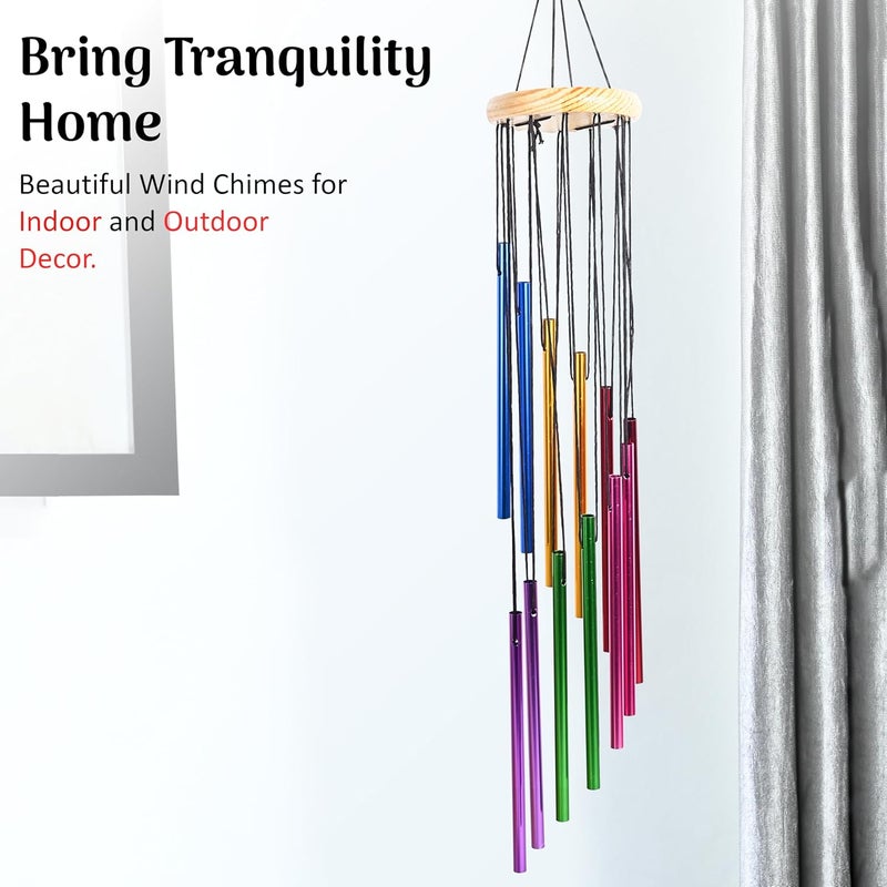 ZAICUS Multicolor Wind Chime, Windchime for Balcony, Garden, Patio - Home Decor Items (12 Tubes) Chimes for Home Positive Energy Metal Wind Chimes - Home Decor Items Stylish - Housewarming Gifts - Image 2