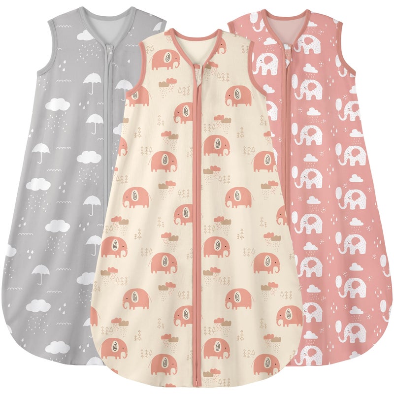 Yoofoss Baby Sleep Sack 6-12 Months Wearable Blanket for Babies 100% Organic Cotton 2-Way Zipper TOG 0.5 Toddler Sleeping Sack 3 Pack, Comfy Lightweight Sleep Sacks - Image 1