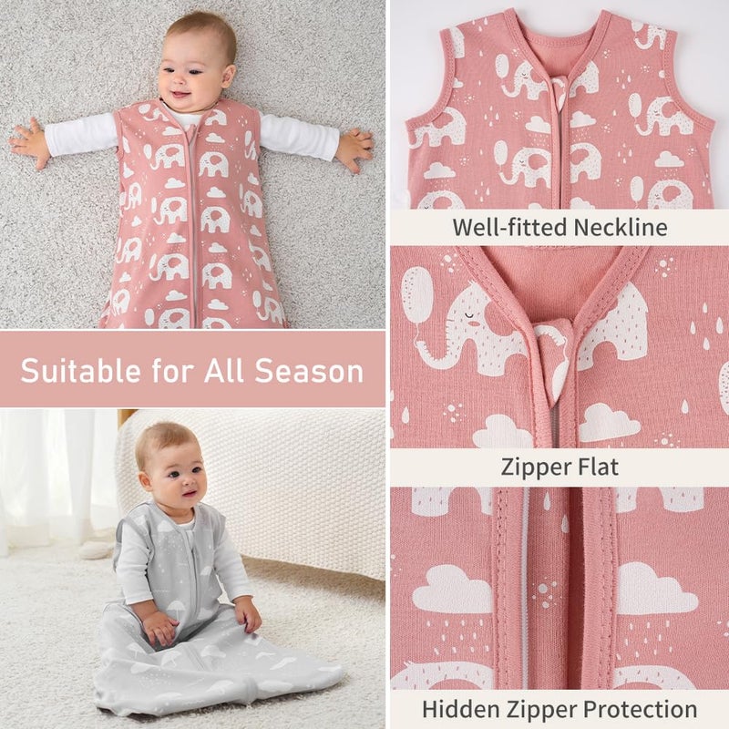 Yoofoss Baby Sleep Sack 6-12 Months Wearable Blanket for Babies 100% Organic Cotton 2-Way Zipper TOG 0.5 Toddler Sleeping Sack 3 Pack, Comfy Lightweight Sleep Sacks - Image 4