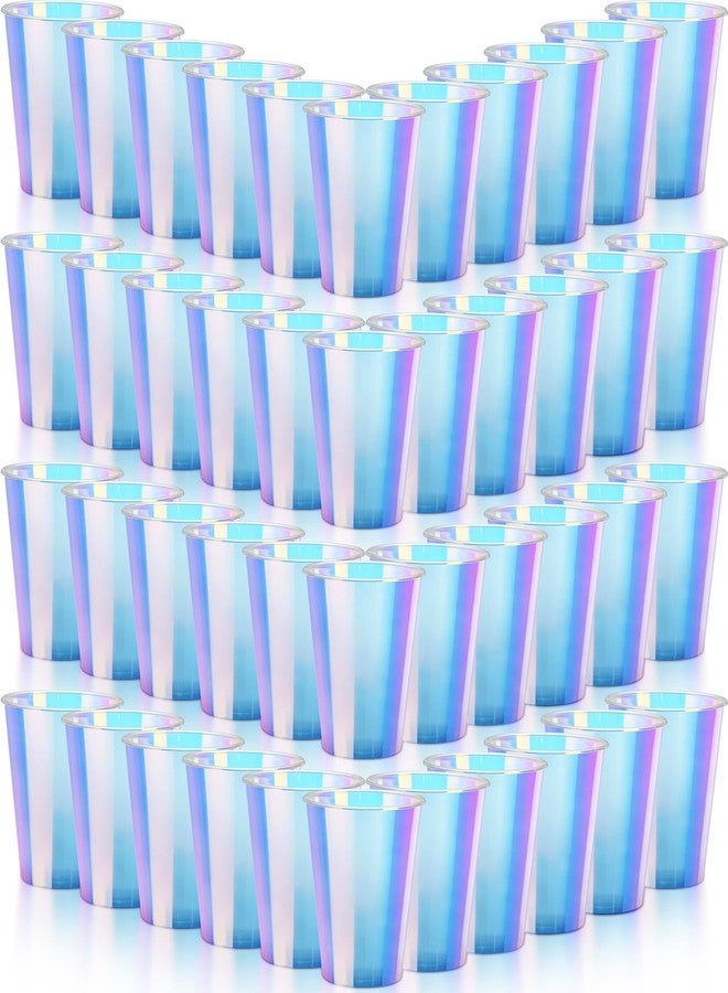 Jingmore 100 Pcs Iridescent Plastic Cups Rainbow Cups Holographic Party Clear Glitter Shiny Plastic Tumblers for Wedding Birthday Bachelorette Mermaid Party(12 oz) - Image 1