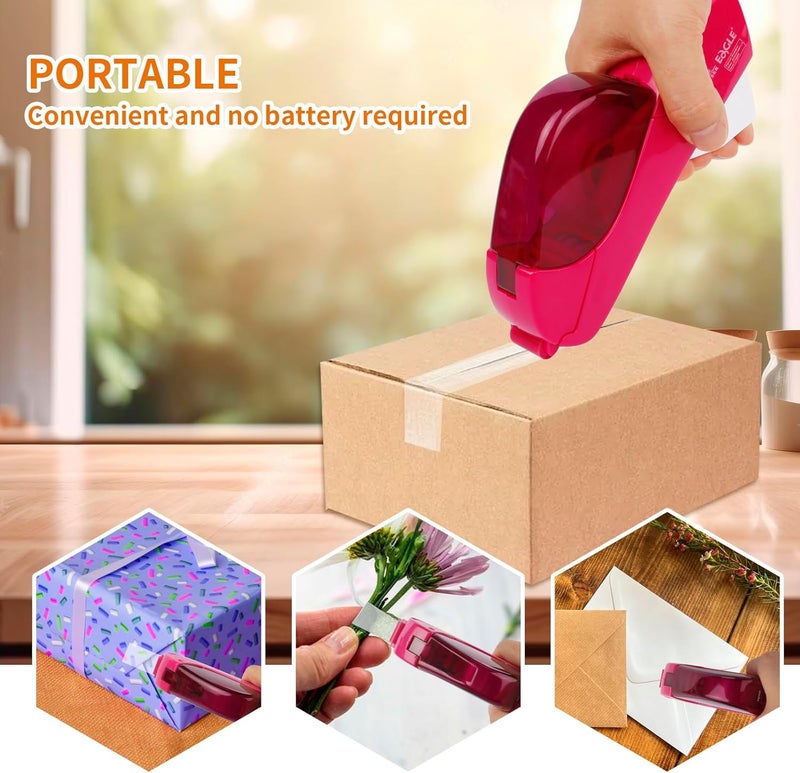 Eagle Automatic Tape Dispenser and Tape Gun. Free 1/2" (12mm) and 3/4" (19mm). Ideal for Taping Gifts, Packages, Scrapbooks and Envelopes (Pink) - Image 2
