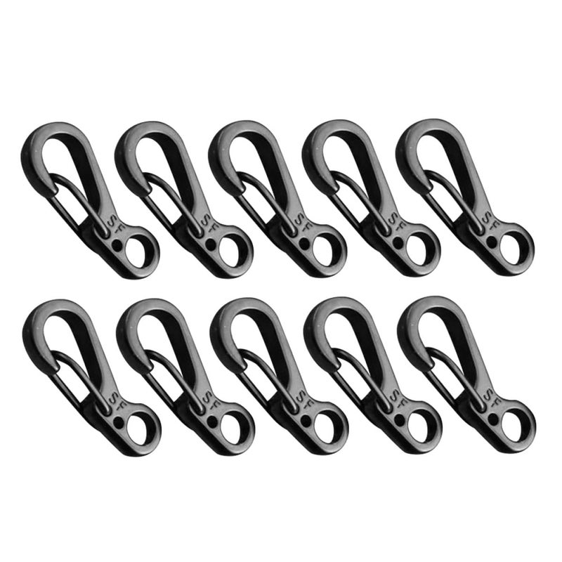 10Pcs Black Mini Carabiner Clip Keychain Lock Hook for Backpack Tactical Outdoor Gear - Image 2