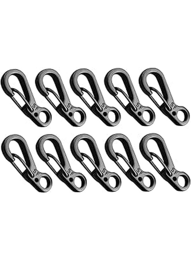 10Pcs Black Mini Carabiner Clip Keychain Lock Hook for Backpack Tactical Outdoor Gear - Image 1
