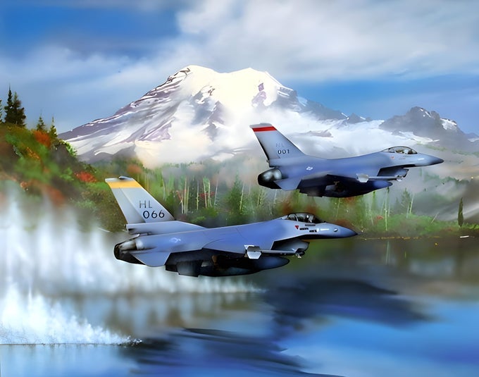 MILITARY AVIATION PICTURE FIGHTING FALCON F16 JET AIRFORCE PAINTING WALL DECOR ART PRINT POSTER 16X20