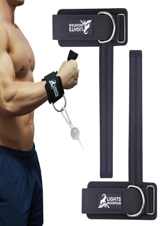 Lights Mountain Adjustable Wrist Cuffs Weight Lifting Straps with Sliding D-Ring – Heavy Duty Gym Attachments for Cable Machines, Pull Downs, Triceps & Biceps Training - Image 1