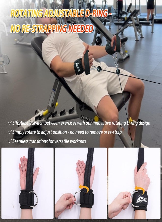 Lights Mountain Adjustable Wrist Cuffs Weight Lifting Straps with Sliding D-Ring – Heavy Duty Gym Attachments for Cable Machines, Pull Downs, Triceps & Biceps Training - Image 3