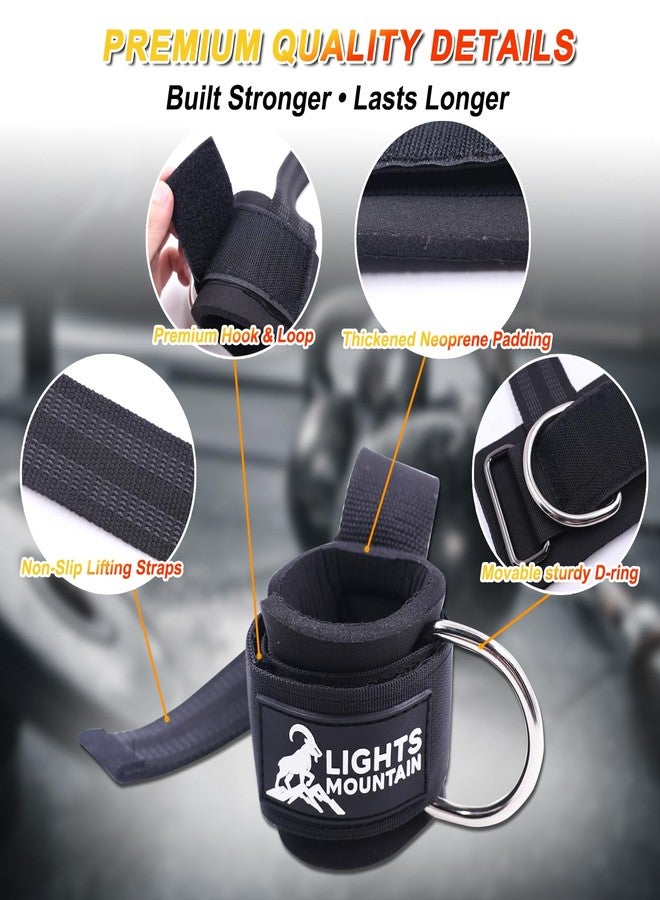 Lights Mountain Adjustable Wrist Cuffs Weight Lifting Straps with Sliding D-Ring – Heavy Duty Gym Attachments for Cable Machines, Pull Downs, Triceps & Biceps Training - Image 2