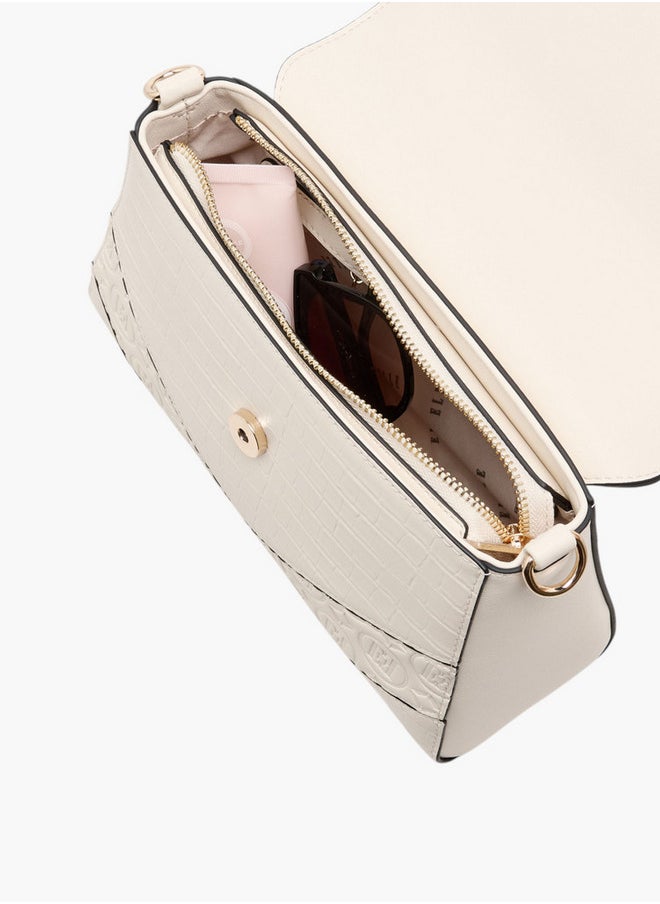 ELLE - Women's Monogram Embossed Satchel Bag with Grab Handle and Button Closure - Image 1