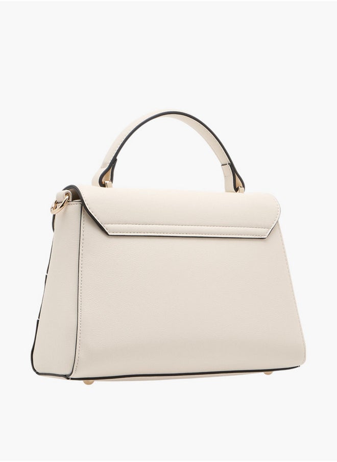 ELLE - Women's Monogram Embossed Satchel Bag with Grab Handle and Button Closure - Image 1