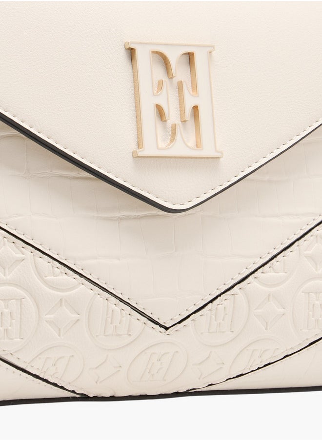 ELLE - Women's Monogram Embossed Satchel Bag with Grab Handle and Button Closure - Image 1