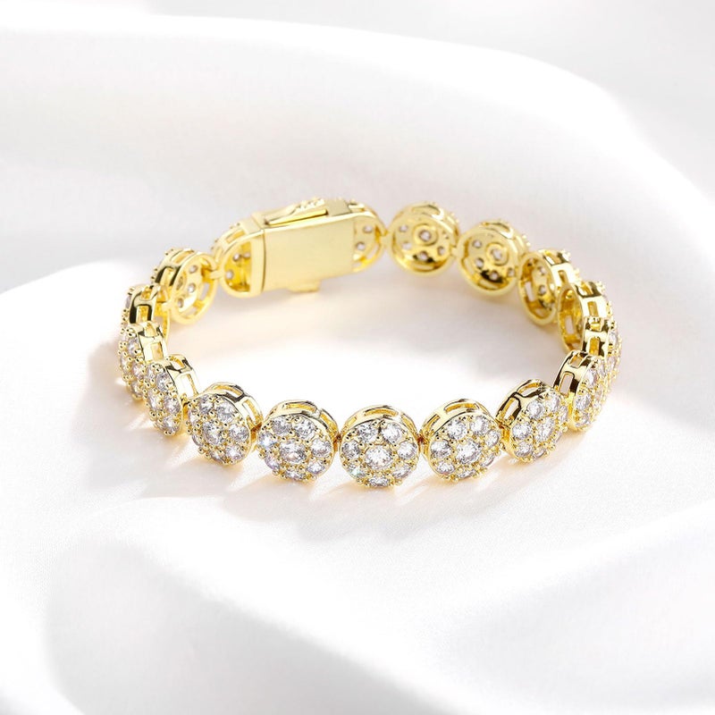 TOPGRILLZ Tennis Bracelet for Women and Men â€“ 14K Gold Plated Brass 10mm Iced Out Cubic Zirconia Link Fashion Jewelry Pulseras Para Mujer (7" Golden) - Image 2