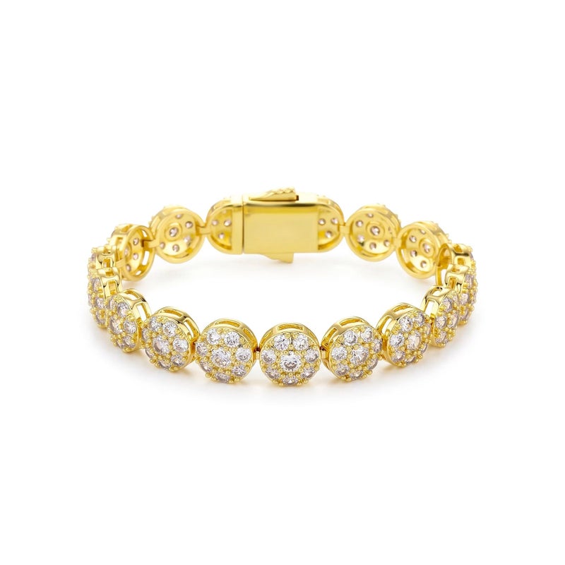 TOPGRILLZ Tennis Bracelet for Women and Men â€“ 14K Gold Plated Brass 10mm Iced Out Cubic Zirconia Link Fashion Jewelry Pulseras Para Mujer (7" Golden) - Image 1