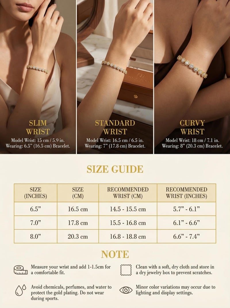 TOPGRILLZ Tennis Bracelet for Women and Men â€“ 14K Gold Plated Brass 10mm Iced Out Cubic Zirconia Link Fashion Jewelry Pulseras Para Mujer (7" Golden) - Image 3