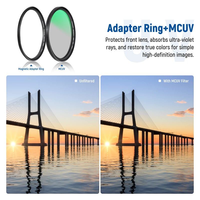 Neewer NEEWER 72mm 5-in-1 Magnetic Lens Filter Kit, Includes Neutral Density ND1000+MCUV+CPL+Adapter Ring+Filter Cap with 42-Layer Coating/Ultra Slim/Scratch Resistant HD Optical Glass&Water-Resistant Pouch  - Image 4