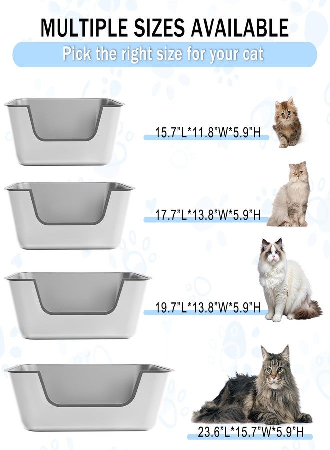 Tehoao Low Entry Stainless Steel Litter Box for Senior Cats, Metal Kitty Litter Boxes for Kittens Injured Cat, Shallow Litter Pan for Small Medium Pets, Easy to Clean, Non-Stick, 15.7"L×11.8"W×5.9"H - Image 5